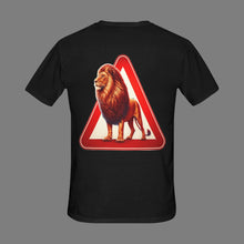 Load image into Gallery viewer, Lion T-Shirt, Caution Sign T-Shirt, Animal Print Tee, Graphic Tees for Men, Unique Lion Shirt, Men&#39;s Trendy T-Shirts, Wildlife Graphic Shirt
