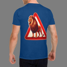 Load image into Gallery viewer, Lion T-Shirt, Caution Sign T-Shirt, Animal Print Tee, Graphic Tees for Men, Unique Lion Shirt, Men&#39;s Trendy T-Shirts, Wildlife Graphic Shirt
