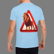 Load image into Gallery viewer, Lion T-Shirt, Caution Sign T-Shirt, Animal Print Tee, Graphic Tees for Men, Unique Lion Shirt, Men&#39;s Trendy T-Shirts, Wildlife Graphic Shirt
