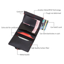 Load image into Gallery viewer, Airtag Wallet Carbon RFID Wallet AirTag Holder Slim Leather Wallet RFID Blocking Wallet Minimalist Wallet for Men and Women
