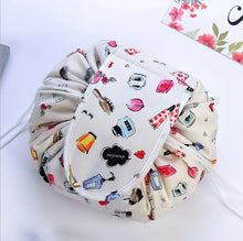 Load image into Gallery viewer, Makeup travel bag Cosmetic organizer Travel beauty essentials Glamourous travel accessory Waterproof makeup pouch Drawstring makeup bag On-the-go beauty organizer Compact travel toiletry bag Stylish cosmetic storage Fashionable functionality bag
