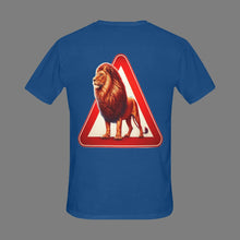 Load image into Gallery viewer, Lion T-Shirt, Caution Sign T-Shirt, Animal Print Tee, Graphic Tees for Men, Unique Lion Shirt, Men&#39;s Trendy T-Shirts, Wildlife Graphic Shirt
